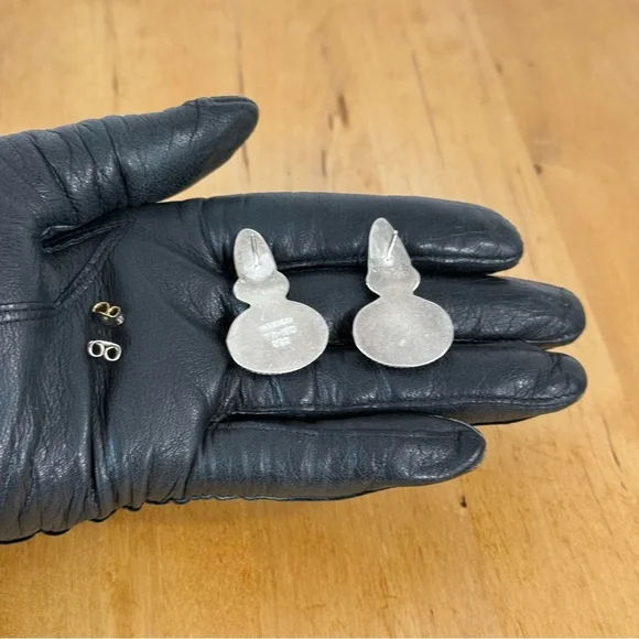 Vintage Taxco Mexico Sterling Silver Pierced Earrings Sugilite Mexico TM-180 925 - Picture 5 of 12